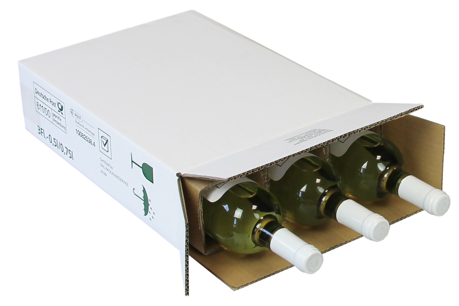 PTZ-Flaschenkartons, 278 x 95 x 395 mm ( L x B x H ), weiß, postgeprüft