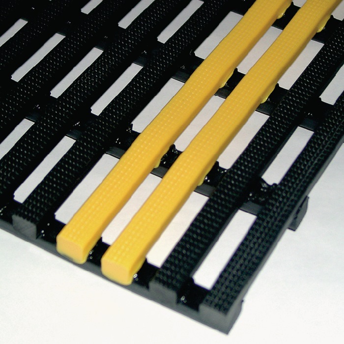 Industriematte Rl.L10000xB1000xS12,5mm fein gefräst schwarz/gelb PVC