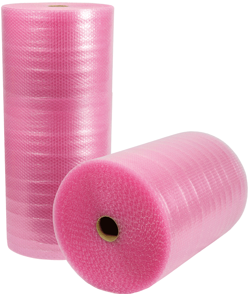Luftpolsterfolie, 3-lagig, 1000mm breitx50lfm, 100µ, rosa, antistatisch