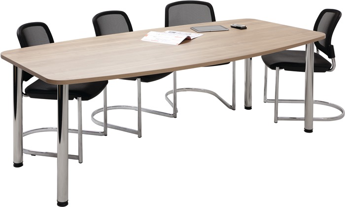 Konferenztisch B2200xT1030xH720-740 Buchedekor m.verchromten Tischfüßen