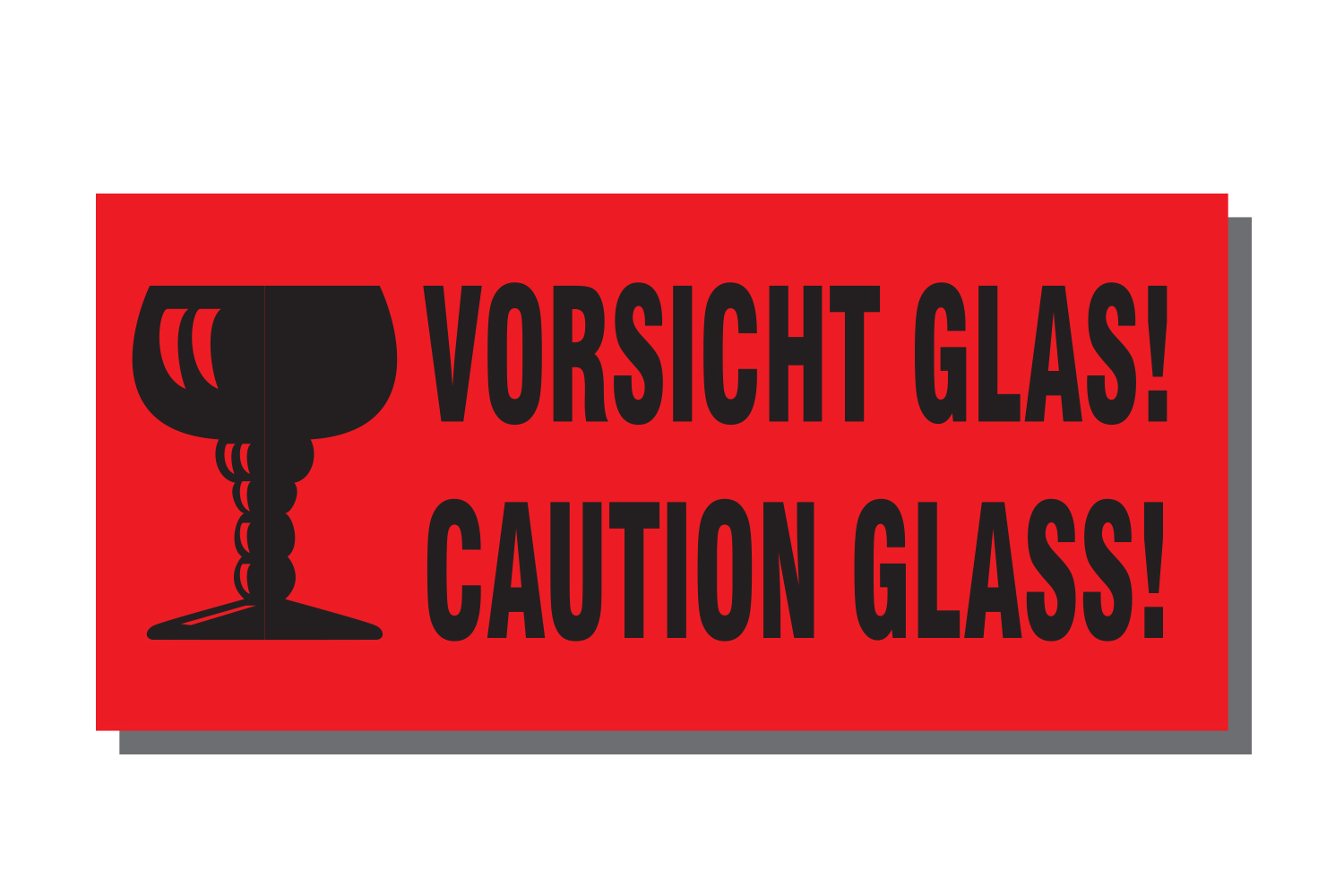 Warnetiketten, 145 x 70 mm, aus Papier, mit Aufdruck, "Caution Glas"