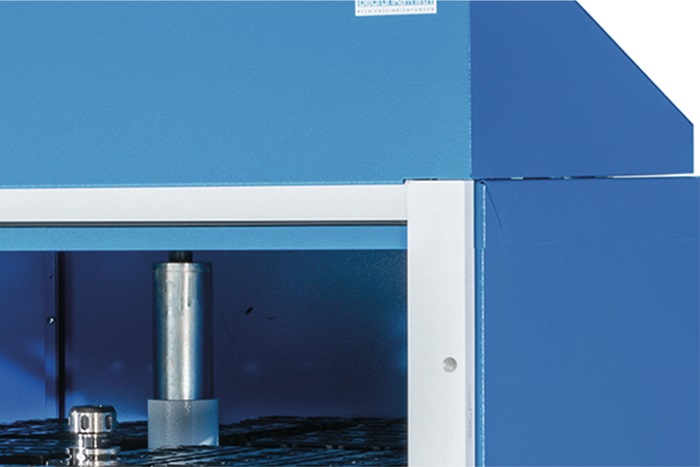 CNC Großraumschrank blau H1955xB1055xT1035mm 4 Werkzg.tr.SK 40 m.Sichtfenster