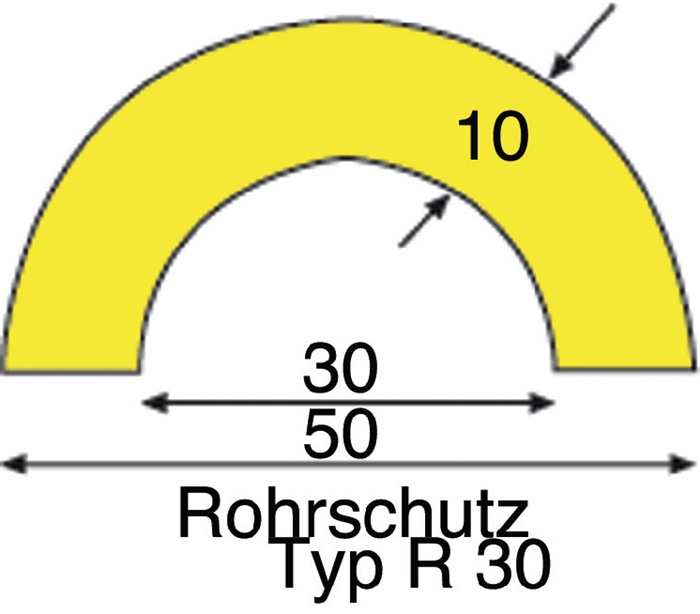 Rohrschutz gelb-schwarz 1000mm PUR-Schaum Typ R 30