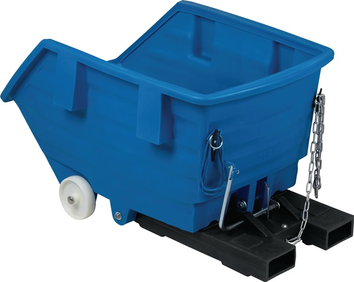 Kippbehälter L1530xB960xH830mm blau Inh.0,5 m³ Polyamid-Bereifung ASECOS