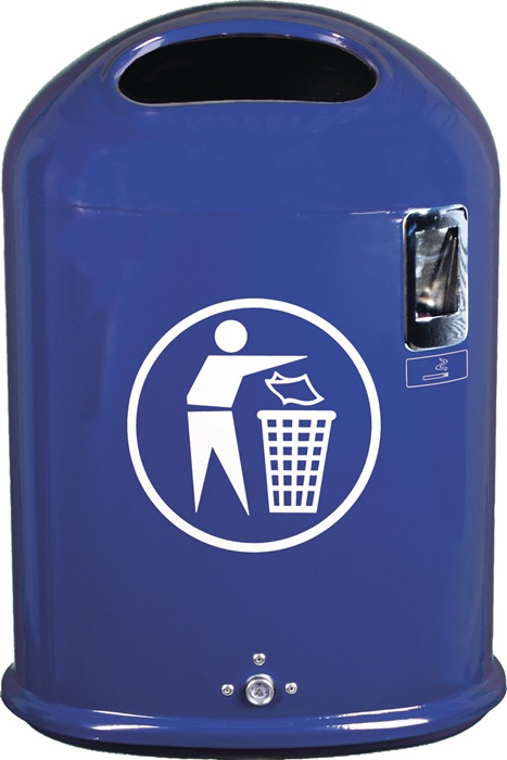 Abfallbehälter H590xB425xT330mm 45l kobaltblau m.Ascher RENNER