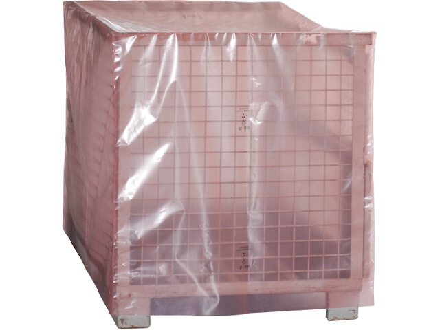 Seitenfaltenhaube, antistat., 1250+850x900mm, 150µ, für Gitterbox, rosa