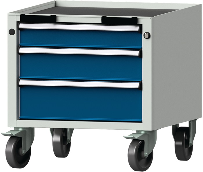 Schubladenschrank H575xB570xT615mm grau/blau 1x90,1x120,1x150mm Vollauszug ANKE