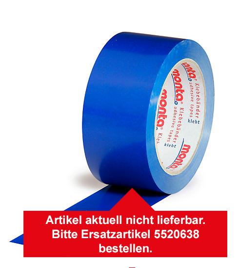 PVC-Klebeband, 50 mm breit x 66 lfm, Stärke 57 µ, blau, monta 250
