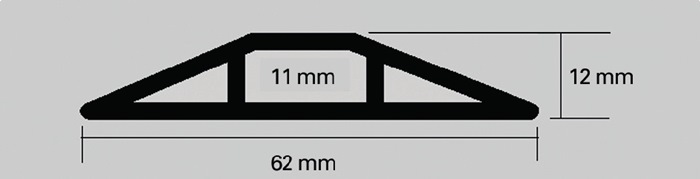 Kabelbrücken L3000xB62xH12mm Ku.schwarz m.Doppelklebeband EHA