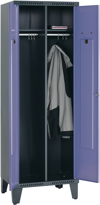 Garderobenschrank m.Füßen H1850xB625xT500mm anthr.grau/blau 1dop.Abt.PROMAT