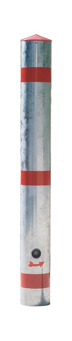 Sperrpfosten STA silber D.76mm m.Bodenhülse m.Spitzkappe URBANUS