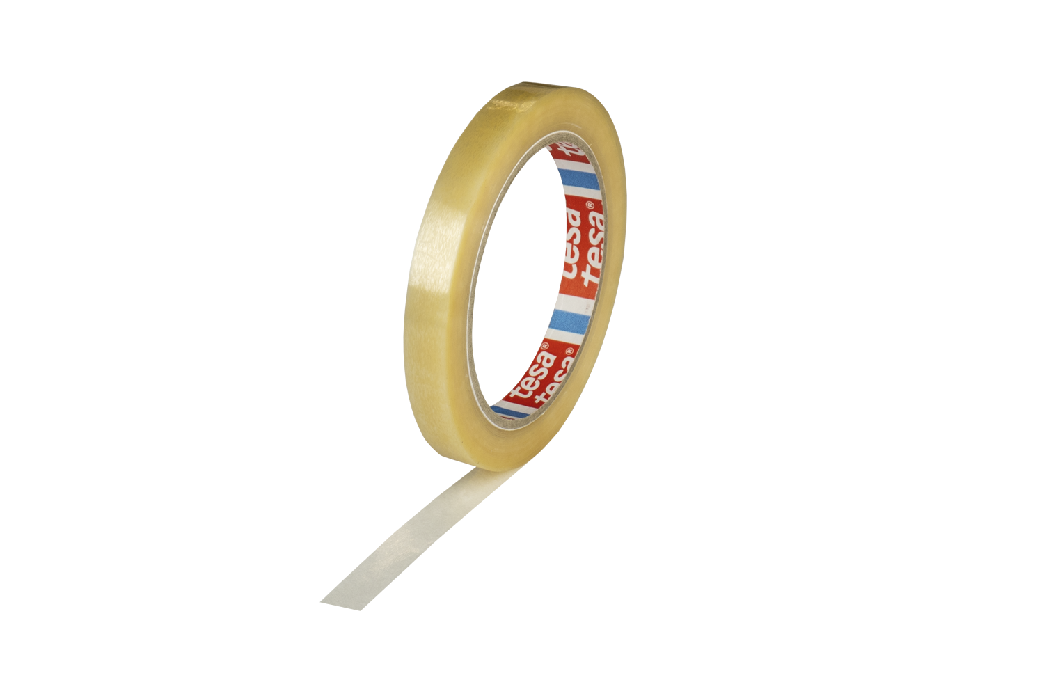 PVC-Packband, 12mm breitx66lfm, 49µ, transparent, leise, Naturkautschukkleber