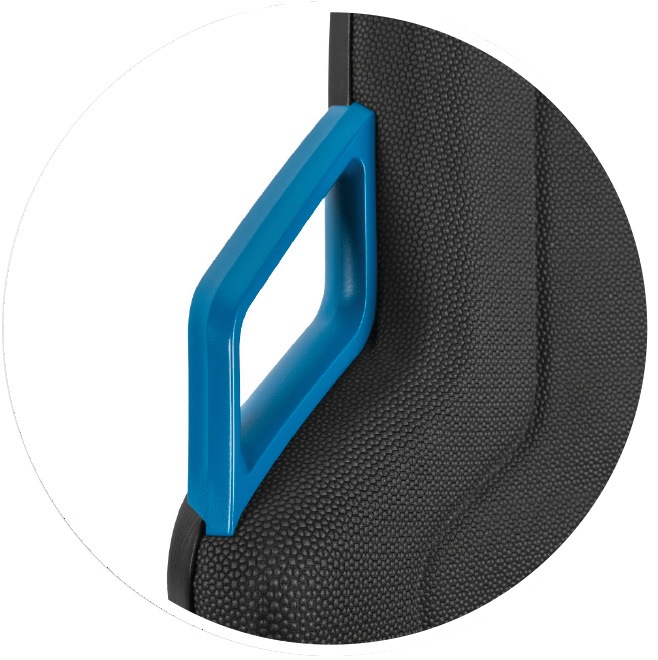 Arbeitsdrehstuhl Nexxit Gleiter Kunstlederpolster schwarz Griff blau 450-600mm