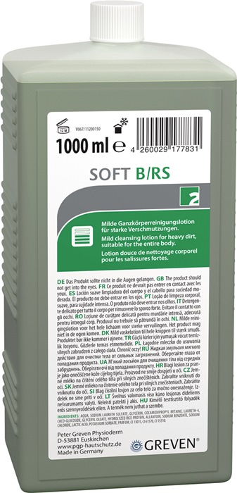 Hautreinigungslotion GREVEN® SOFT B/RS 1l mittlere b.starke Verschmutz.Flasche