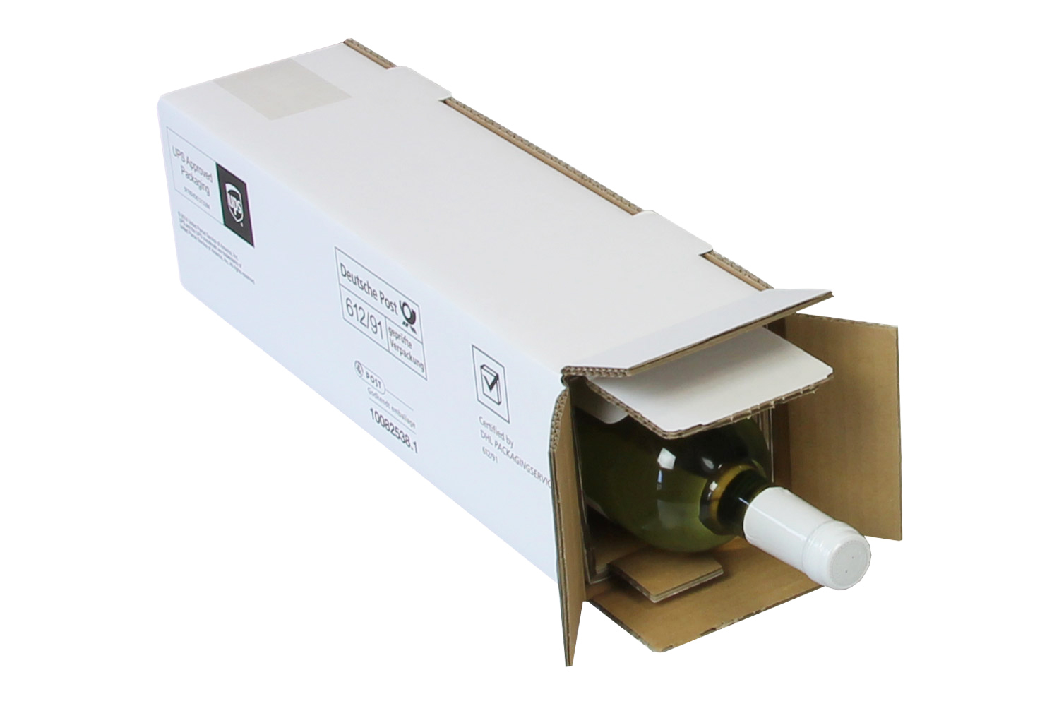 PTZ-Flaschenkartons,  105 x 100 x 425 mm ( L x B x H ), weiß, postgeprüft